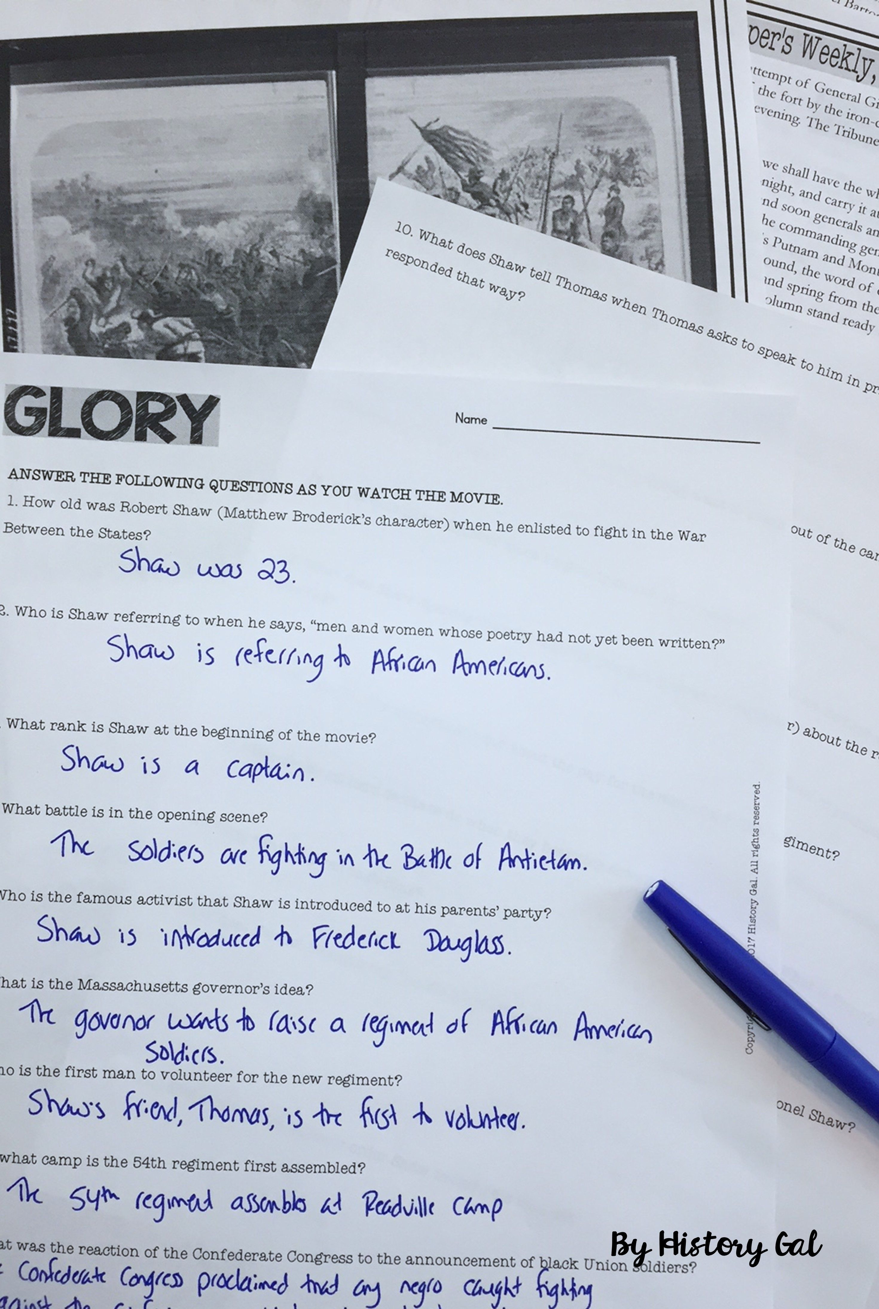 answers to glory field study guide